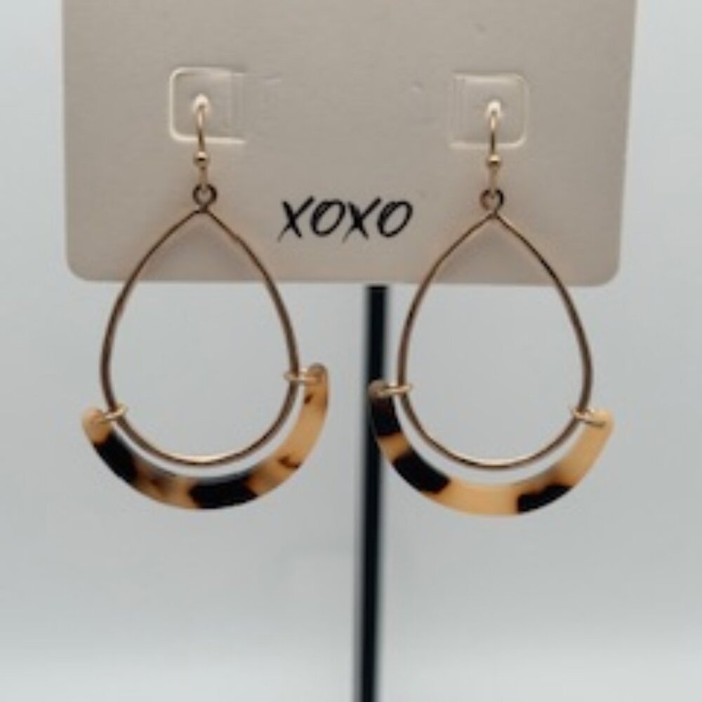 Banana Republic Lucite Resin Gold Tone Tortoise Hoop Swing Earrings